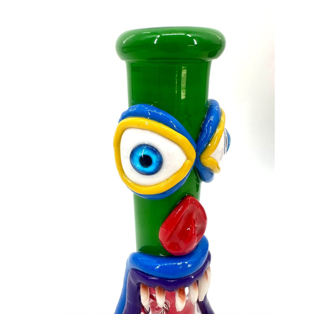 10" 3D Art Glass Bong Water Pipe with 14mm Catcher, Colorful Monster Design