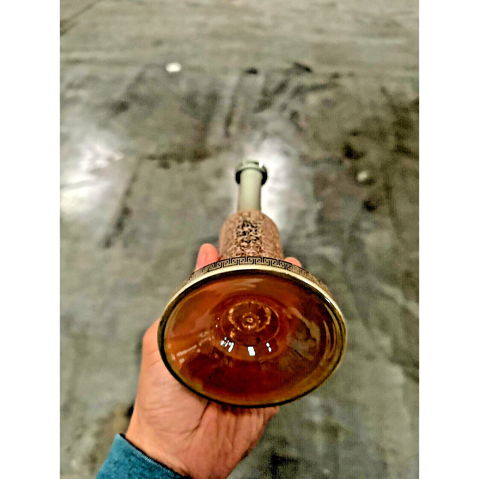 10" Carved craft Glass Bongs Smoking Glass Water Pipe with 14mm Round handle