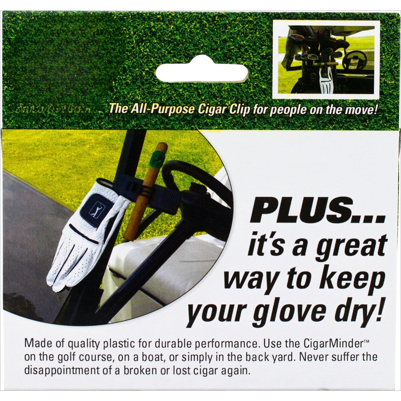 Cigar Minder Clip – Clamp Holder for Golf Carts or Boats - BLACK