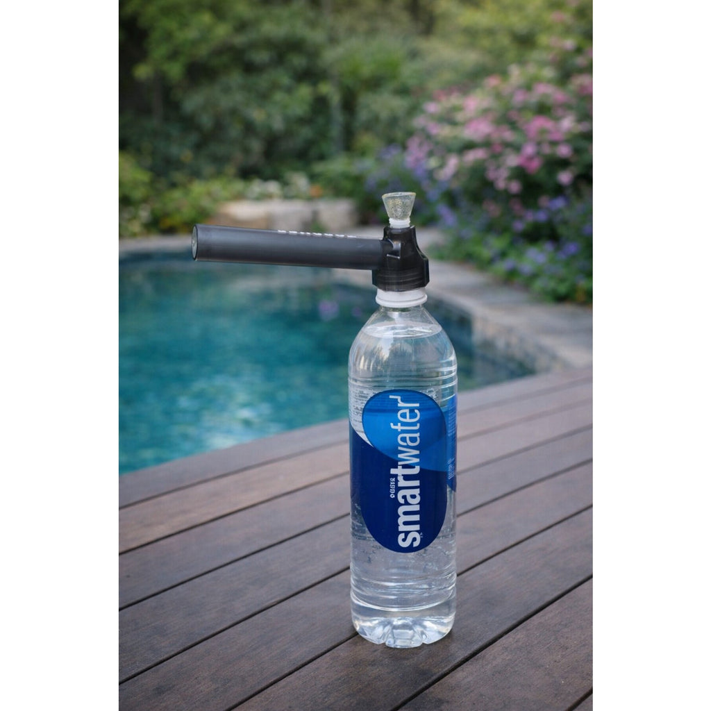 Top Puff Screw-on Water Bottle Converter Glass Bong Hookah Black and Blue 2 Pack