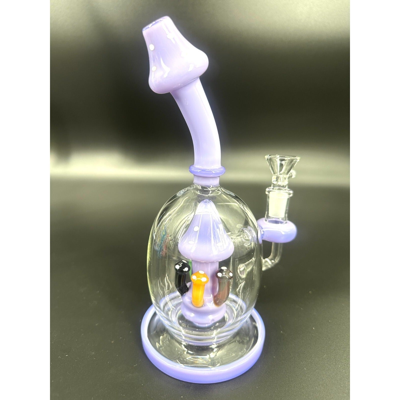 9" Purple Mushroom Recycler Glass Bong 14mm Bowl Water Pipes Hookah