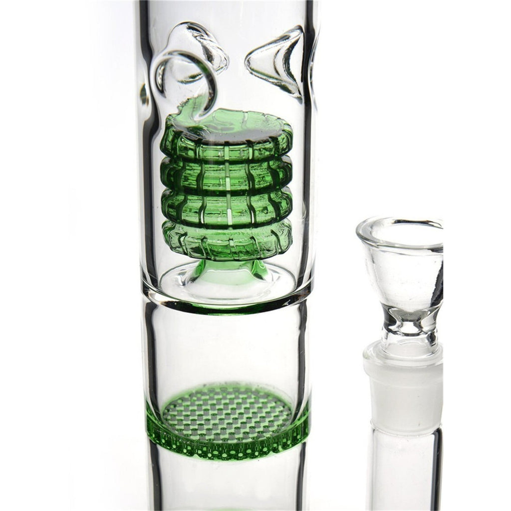 16.5" Glass Bong Hookahs Honeycomb Percolator Water Pipe Bowl for Smoking