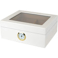 Capri Desktop Small Cigar Box Glasstop, Cedar, White - 25 to 50 Cigars