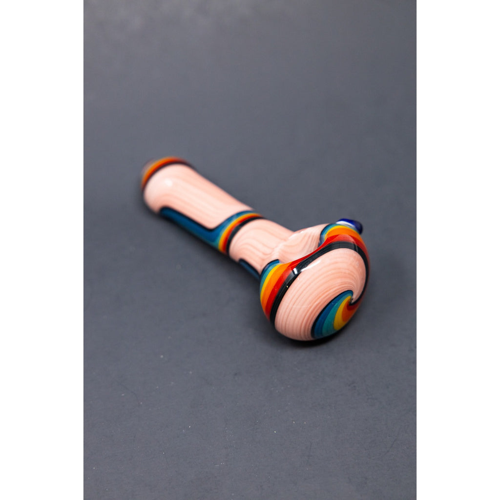 5" THICK Rainbow Design TOBACCO Glass Hand Smoking Pipe w/ Carb Hole