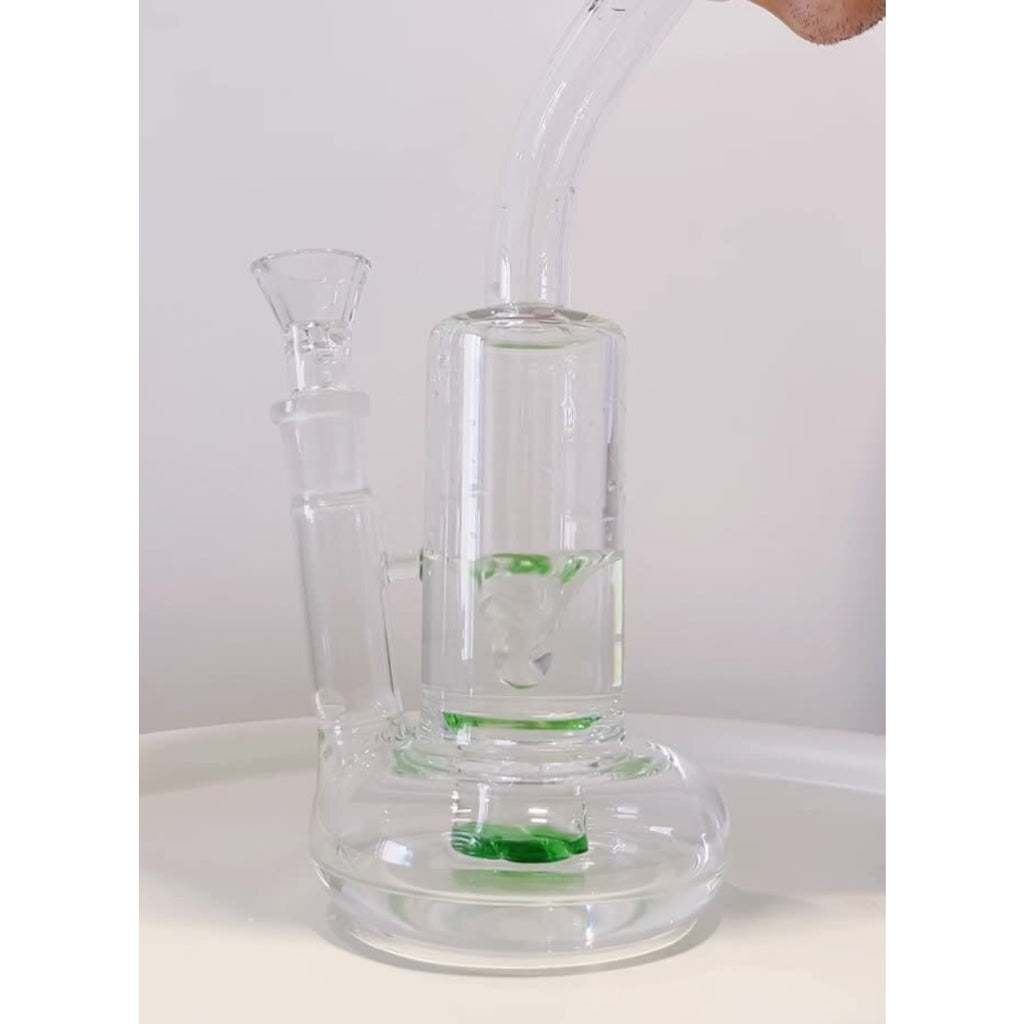 10.5" Heavy Glass Bong Smoking Hookah Percolate Rotation Water Pipes 18mm bowl