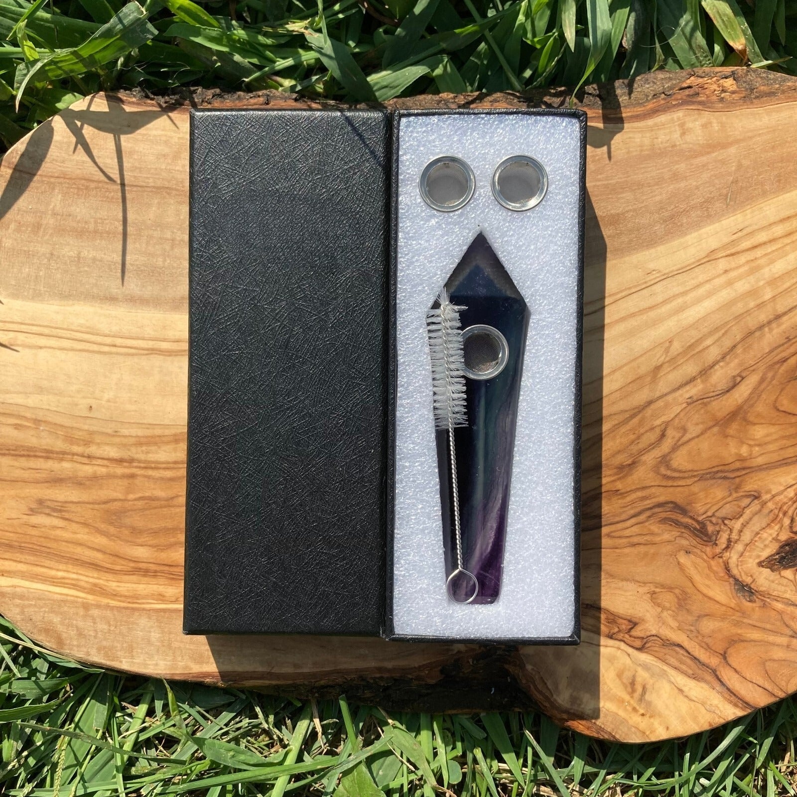 Handmade Rainbow Fluorite Smoking Crystal Pipe Hand Spoon Tobacco Smoke Bowl