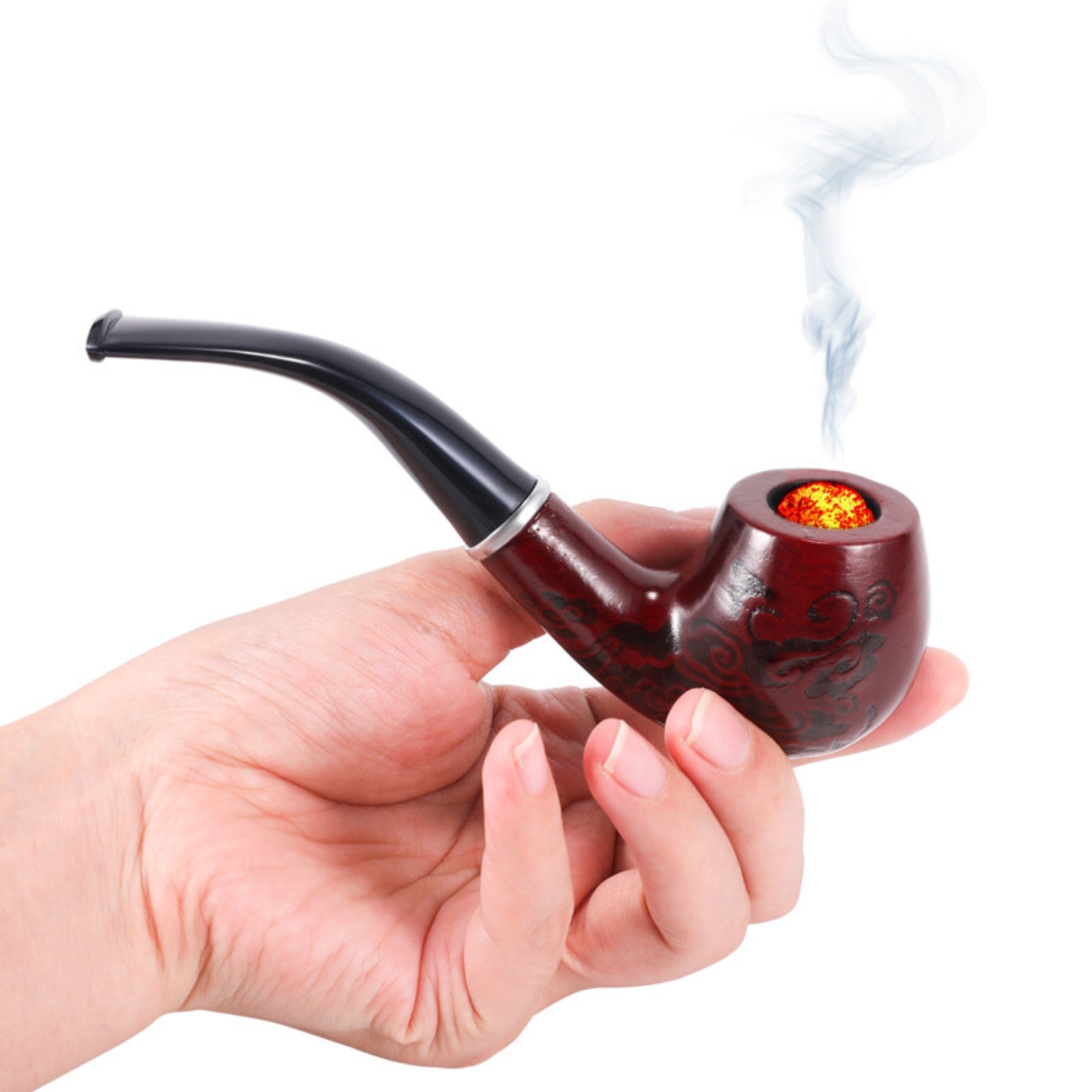 Durable Wooden Wood Smoking Pipe Tobacco Cigarettes Cigar Pipes Enchase Gift