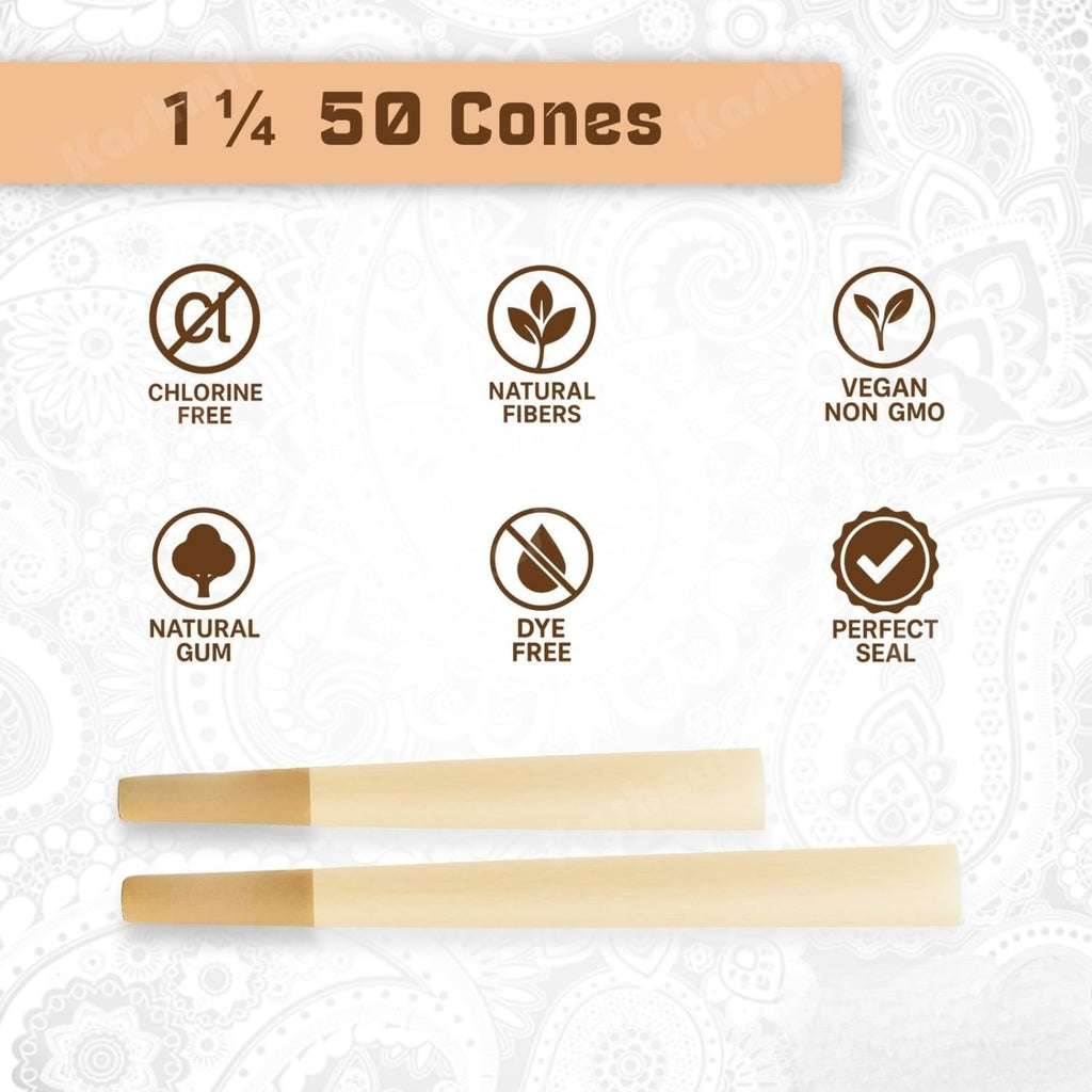 Pre-Rolled Cones Unbleached Classic 11/4 Size 50 Pack Natural Rolling Papers
