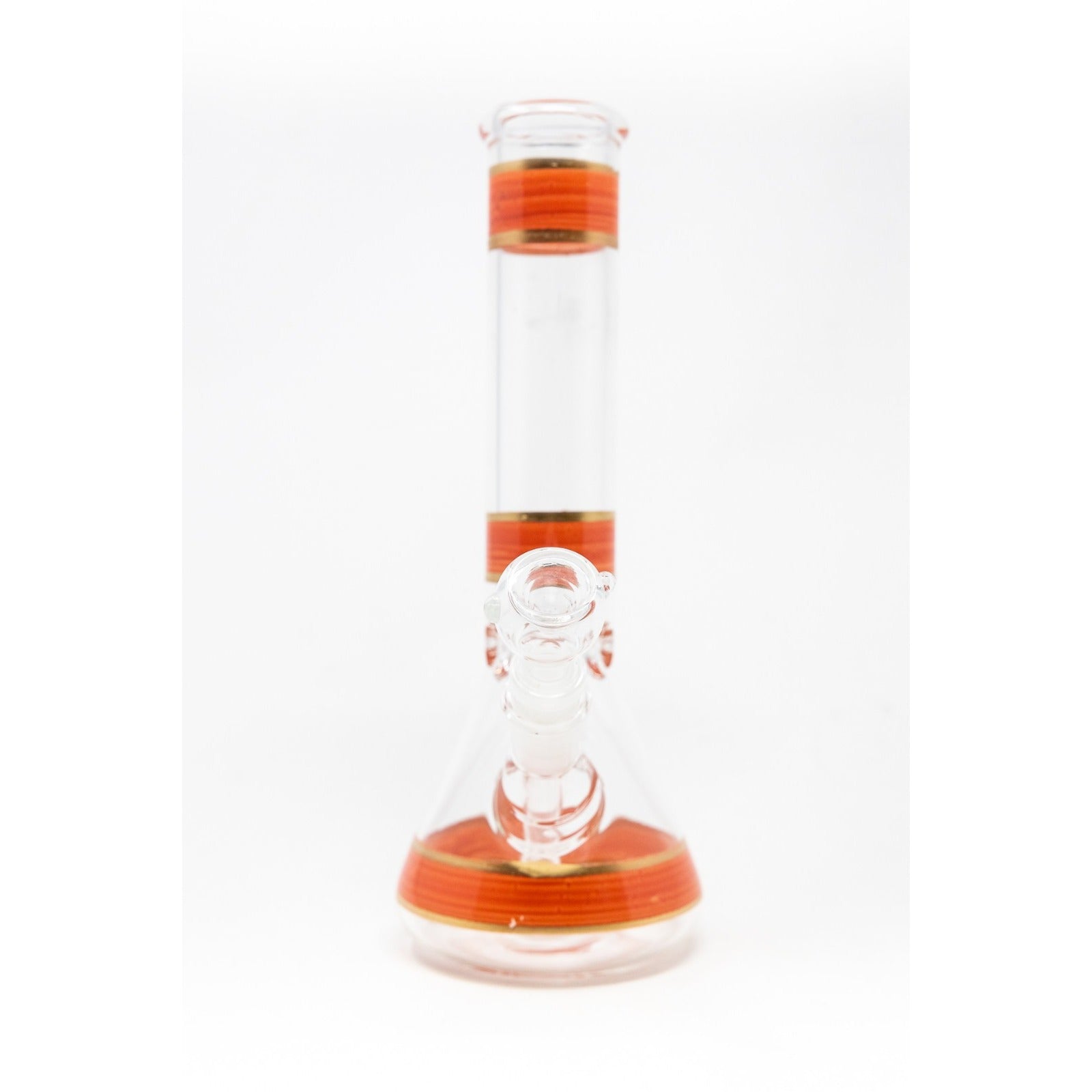 Hookah Water Pipe Glass 10" Peach Stripe Beaker Bong w/ Ice Catcher