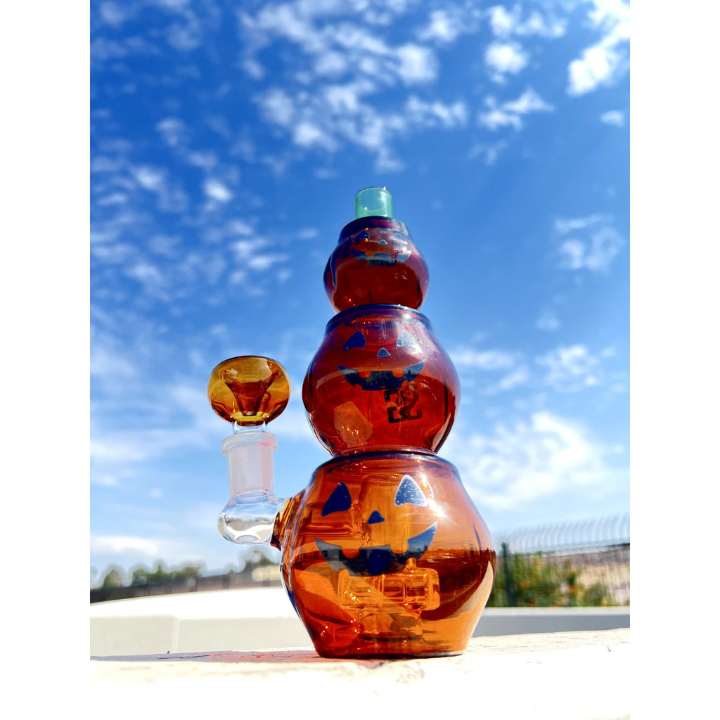 Hookah Water Pipe Glass Premium 8" Triple Pumpkin Tobacco Bong.