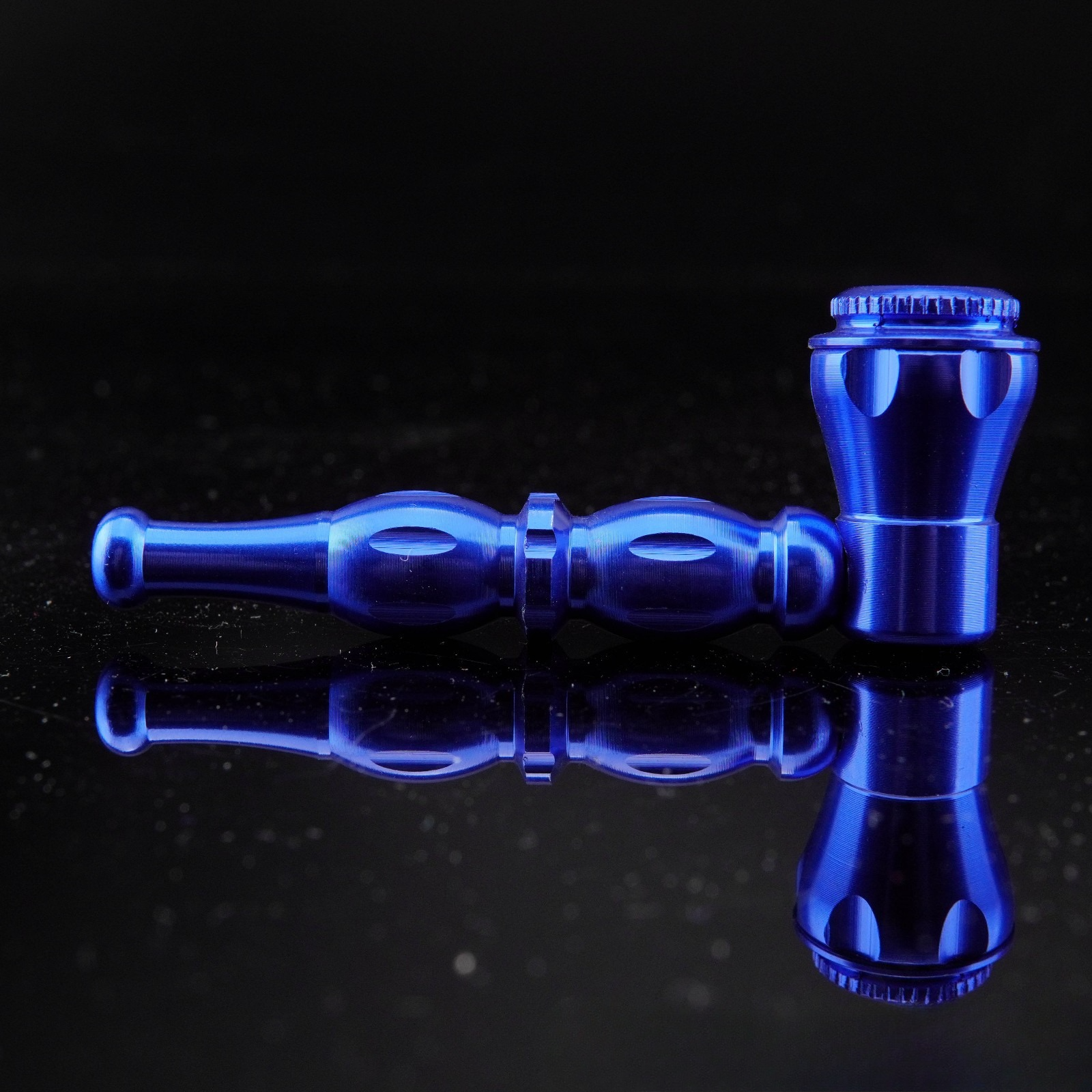All Metal Blue Portable Smoking Pipe w/ Lid Tobacco Pipe Metal Pipes.