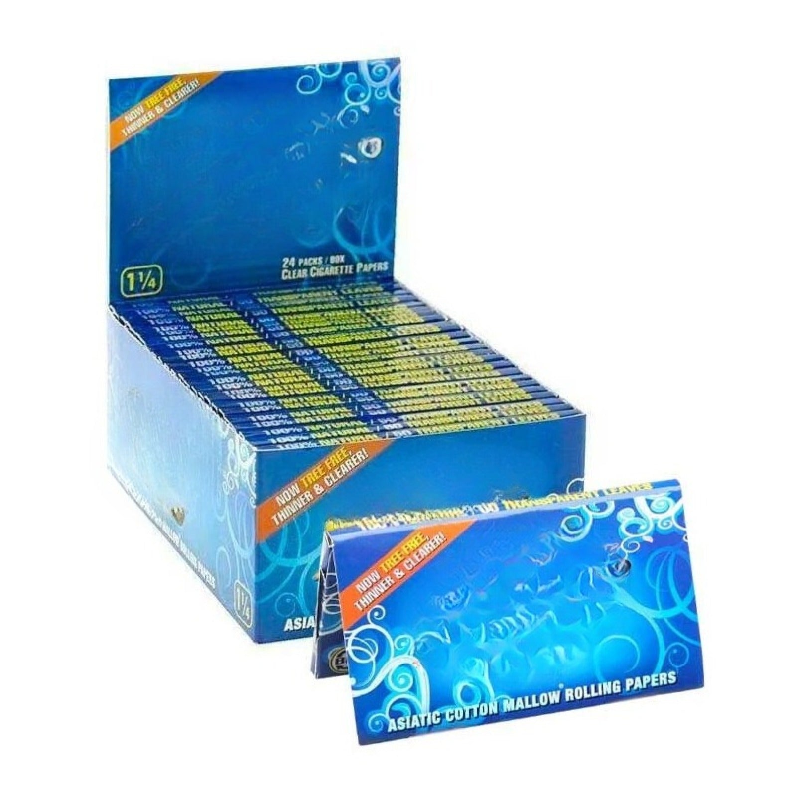 Rolling Paper Clear 1 1/4 Cigarette Paper Transparent (Full Box of 24)
