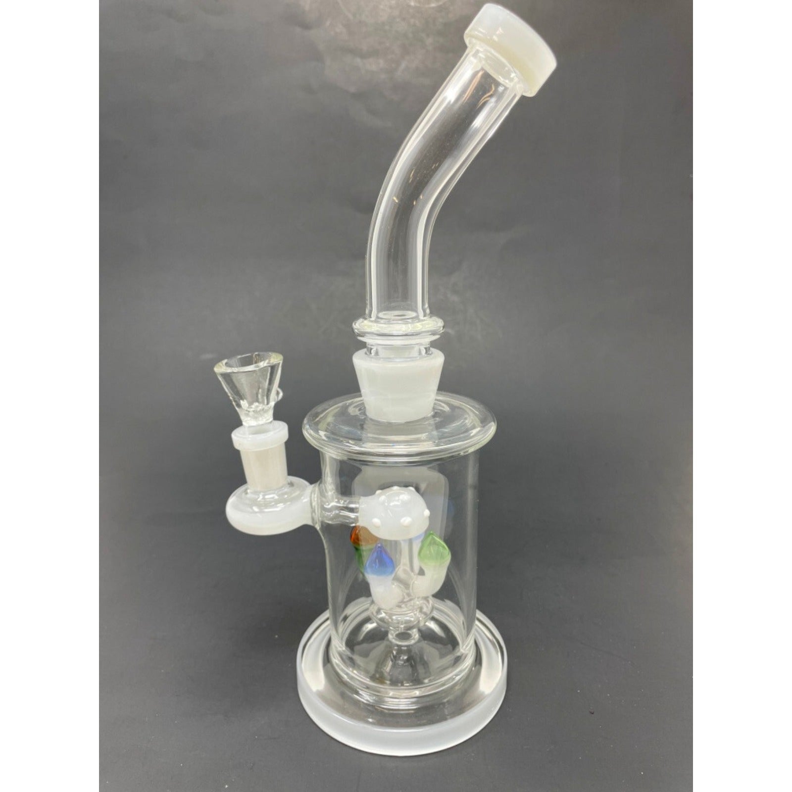 Hookah Water Pipe Glass 9" White Mushroom Percolator Tobacco Bong