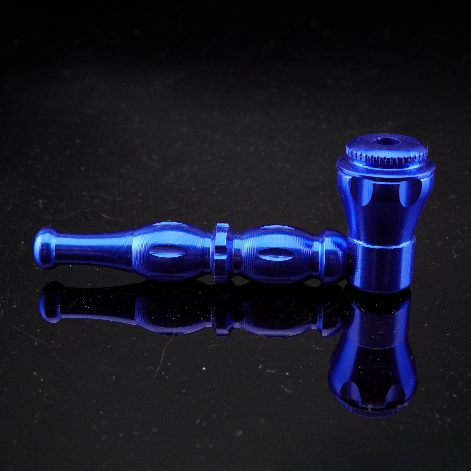 All Metal Blue Portable Smoking Pipe w/ Lid Tobacco Pipe Metal Pipes.