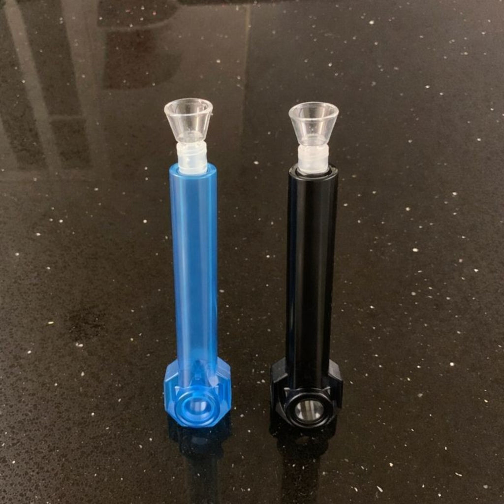 Top Puff Screw-on Water Bottle Converter Glass Bong Hookah Black and Blue 2 Pack