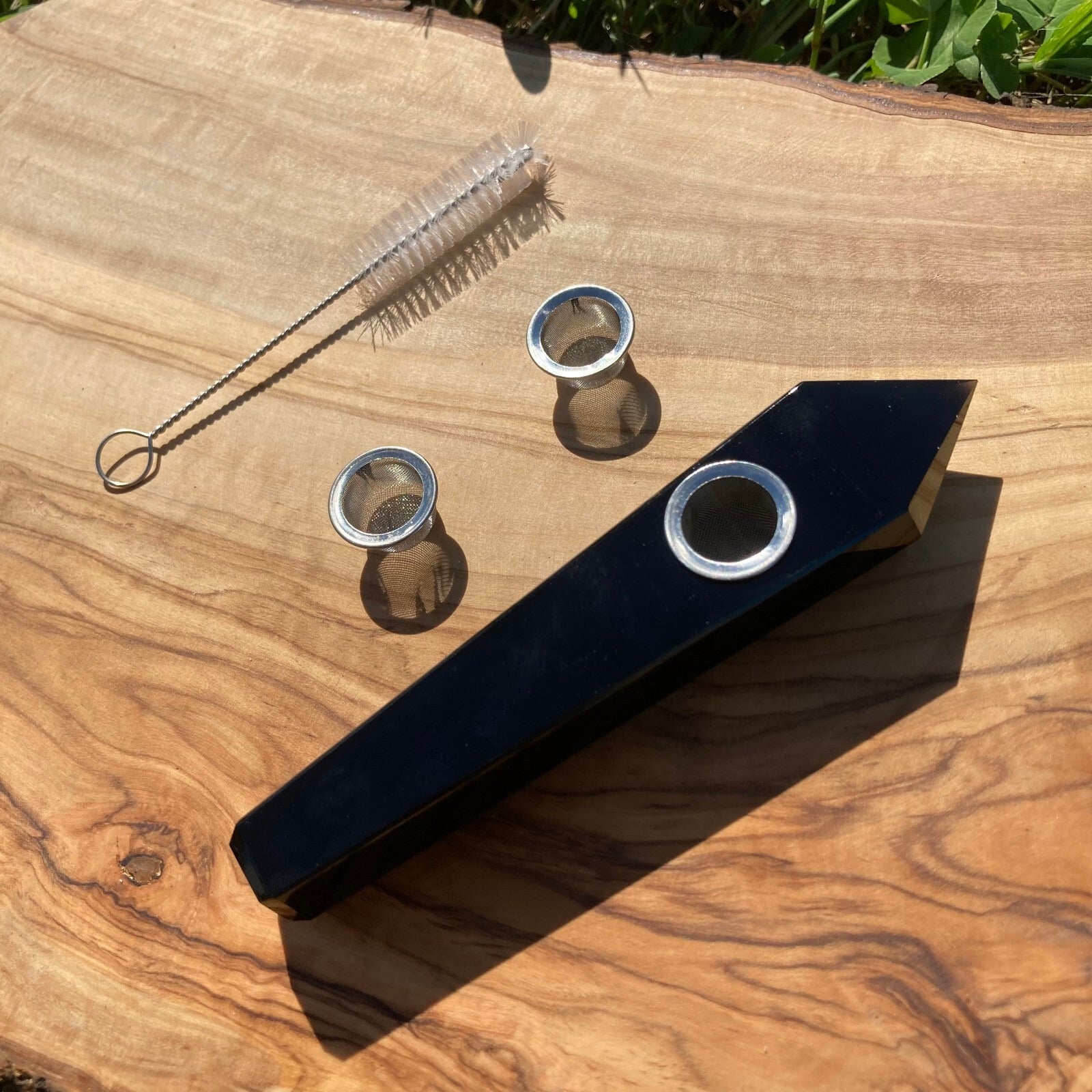 Handmade Obsidian Gemstone Smoking Crystal Pipe Hand Spoon Tobacco Smoke Bowl