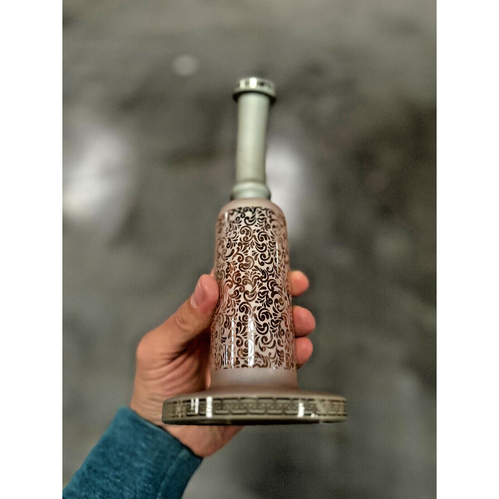 10" Carved craft Glass Bongs Smoking Glass Water Pipe with 14mm Round handle