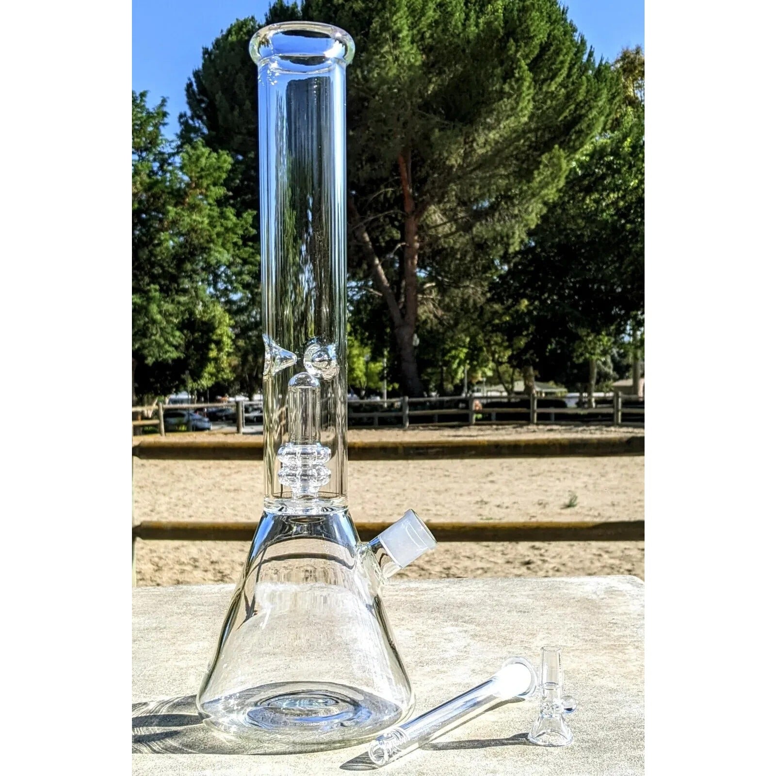 16 Inch Big Showerhead Perc Glass Bong Quality Tobacco Smoking Water Pipe Hookah