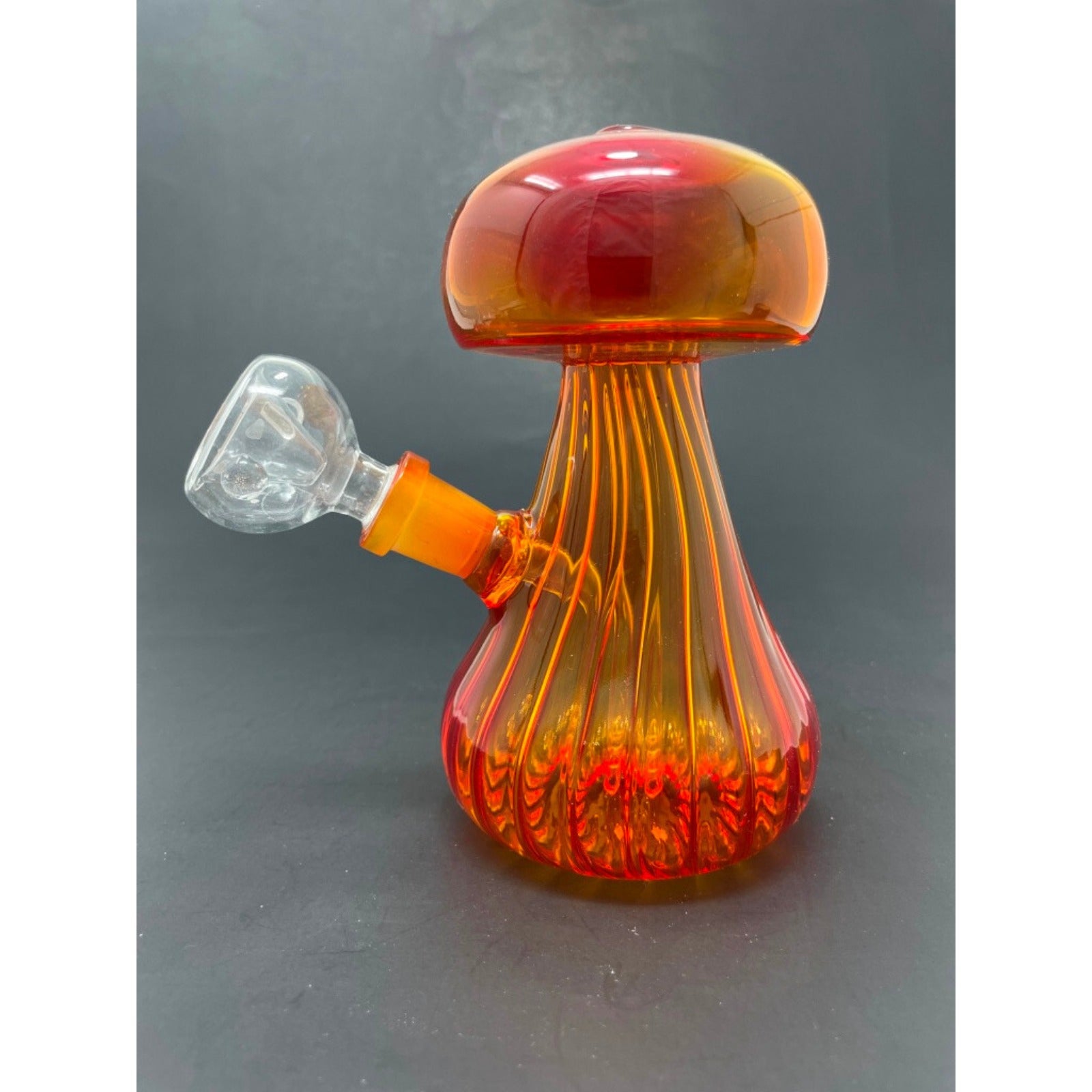 Hookah Water Pipe Glass 5" Neon Orange Mushroom Shape Tobacco Bong