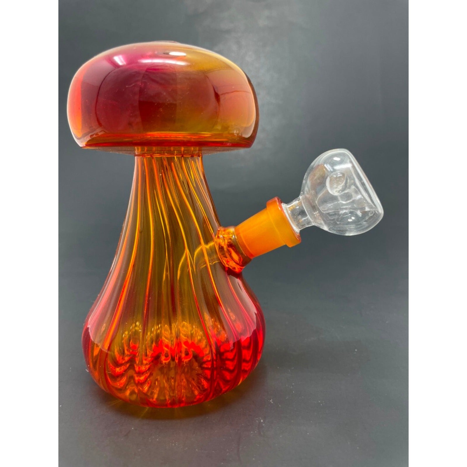 Hookah Water Pipe Glass 5" Neon Orange Mushroom Shape Tobacco Bong