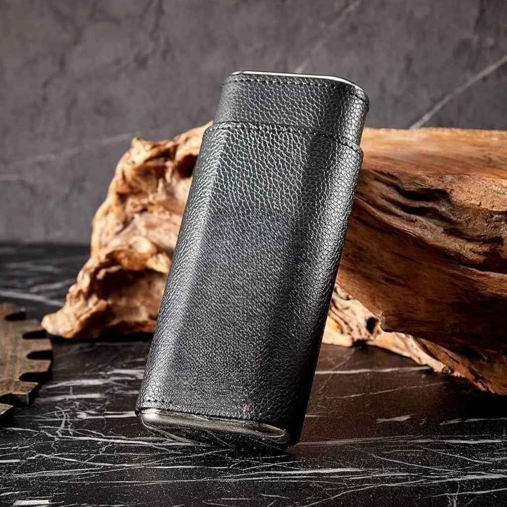 (6SN) Leather Travel Cigar Humidor Case, Cedar-Lined Portable Storage Box Gift