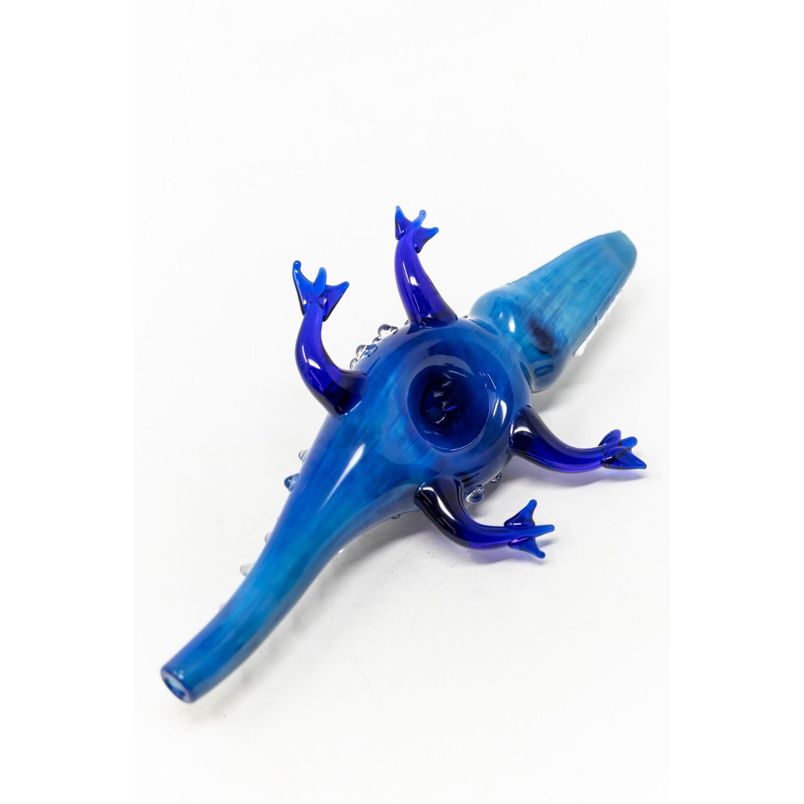 7.5" Blue Alligator Handmade Tobacco Smoking Glass Hand Pipe