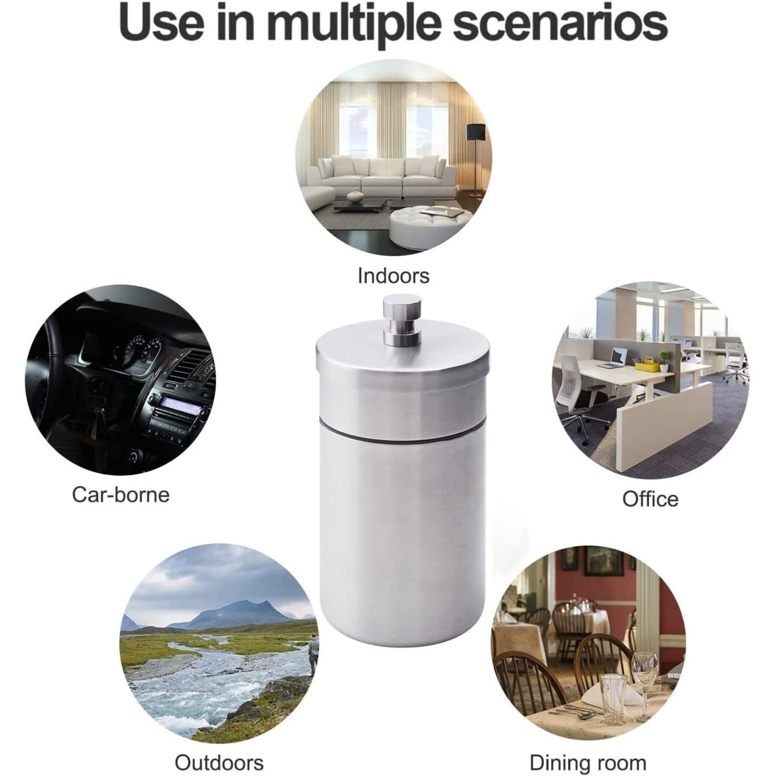 Stainless Steel Auto Ashtrays with Lid Car Ashtray Portable Smokeless Ash Tray