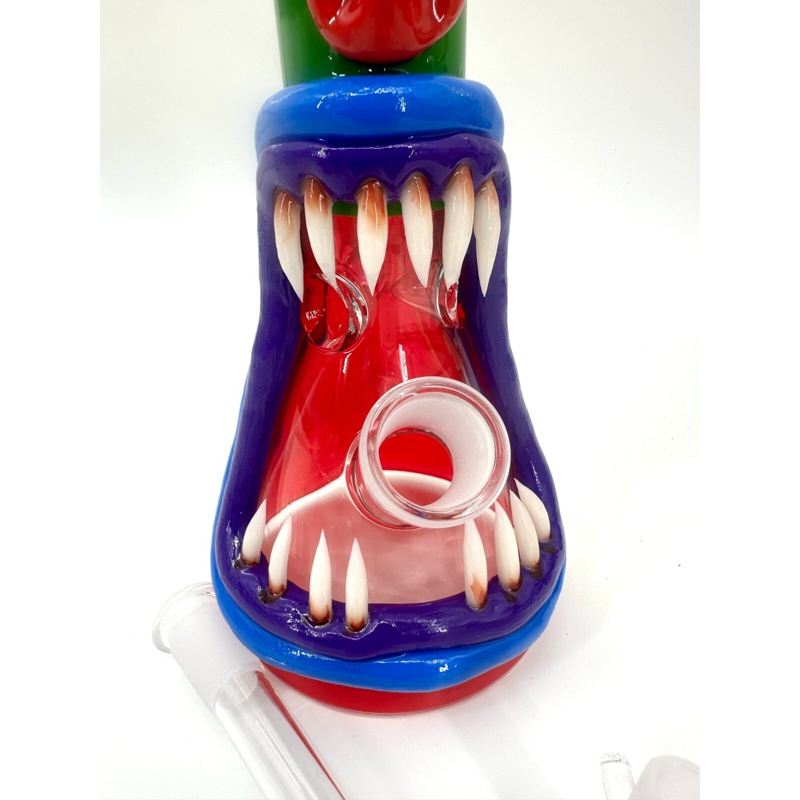 10" 3D Art Glass Bong Water Pipe with 14mm Catcher, Colorful Monster Design