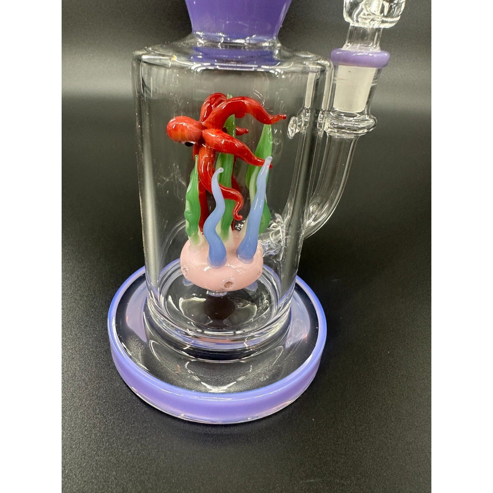 9" Purple & Red Recycler Glass Bong Water Pipe with 14mm Bowl