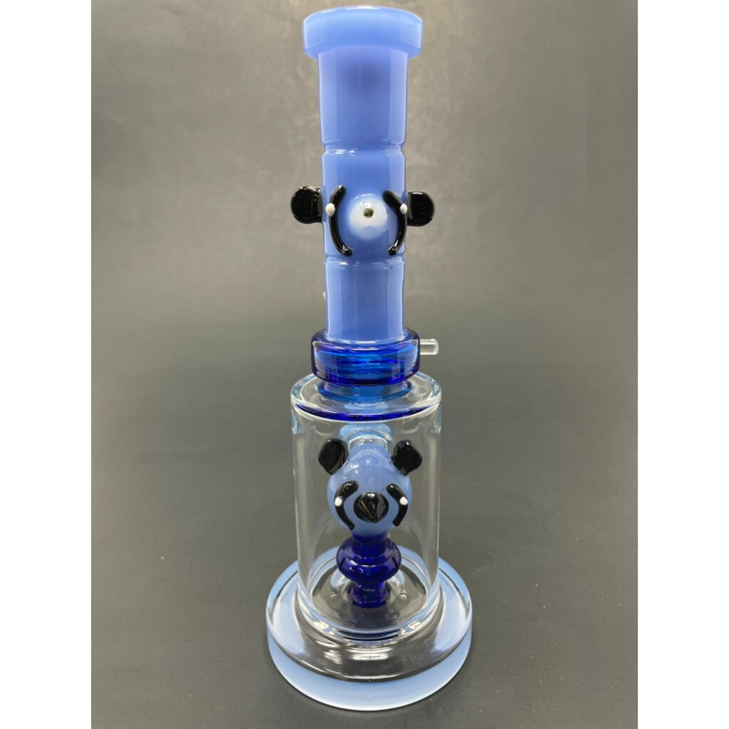 Hookah Water Pipe Glass 8" Milky Blue Panda Percolator Glass Tobacco Bong