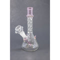 Hookah Water Pipe Glass 7" Pink Twisted Devil Horns Tobacco Bong w/ Bowl