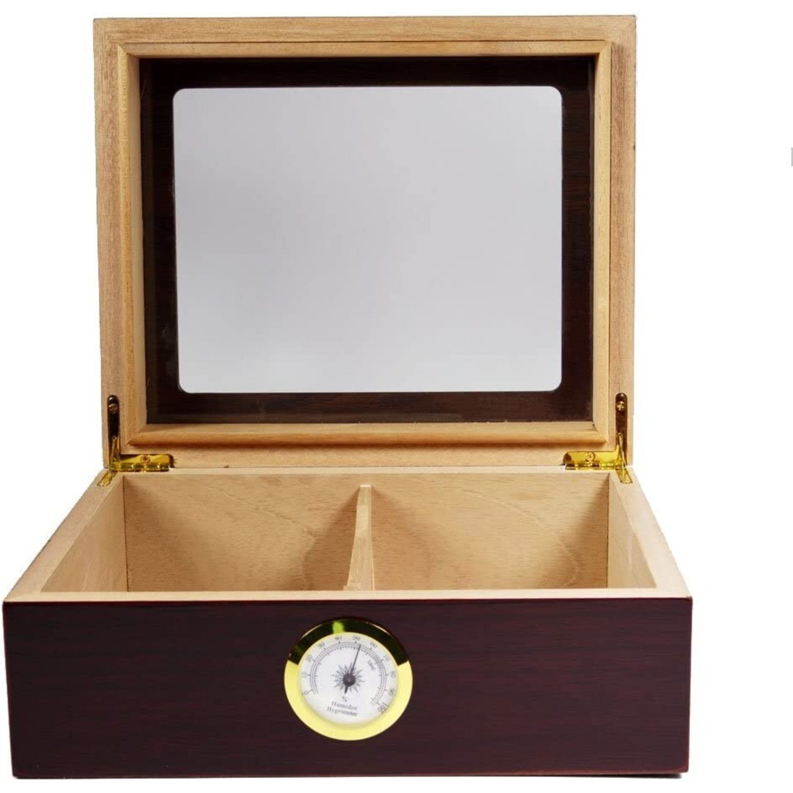 Humidor Small Cigar Humidor Wood Box, Capri with Glass top-Cedar Divider