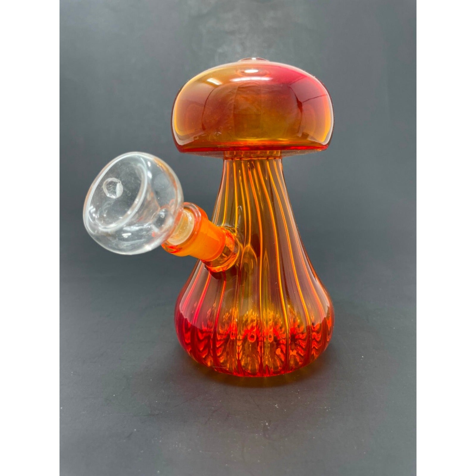 Hookah Water Pipe Glass 5" Neon Orange Mushroom Shape Tobacco Bong
