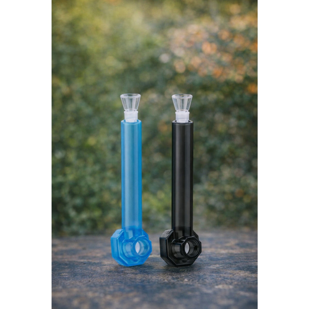 Top Puff Screw-on Water Bottle Converter Glass Bong Hookah Black and Blue 2 Pack