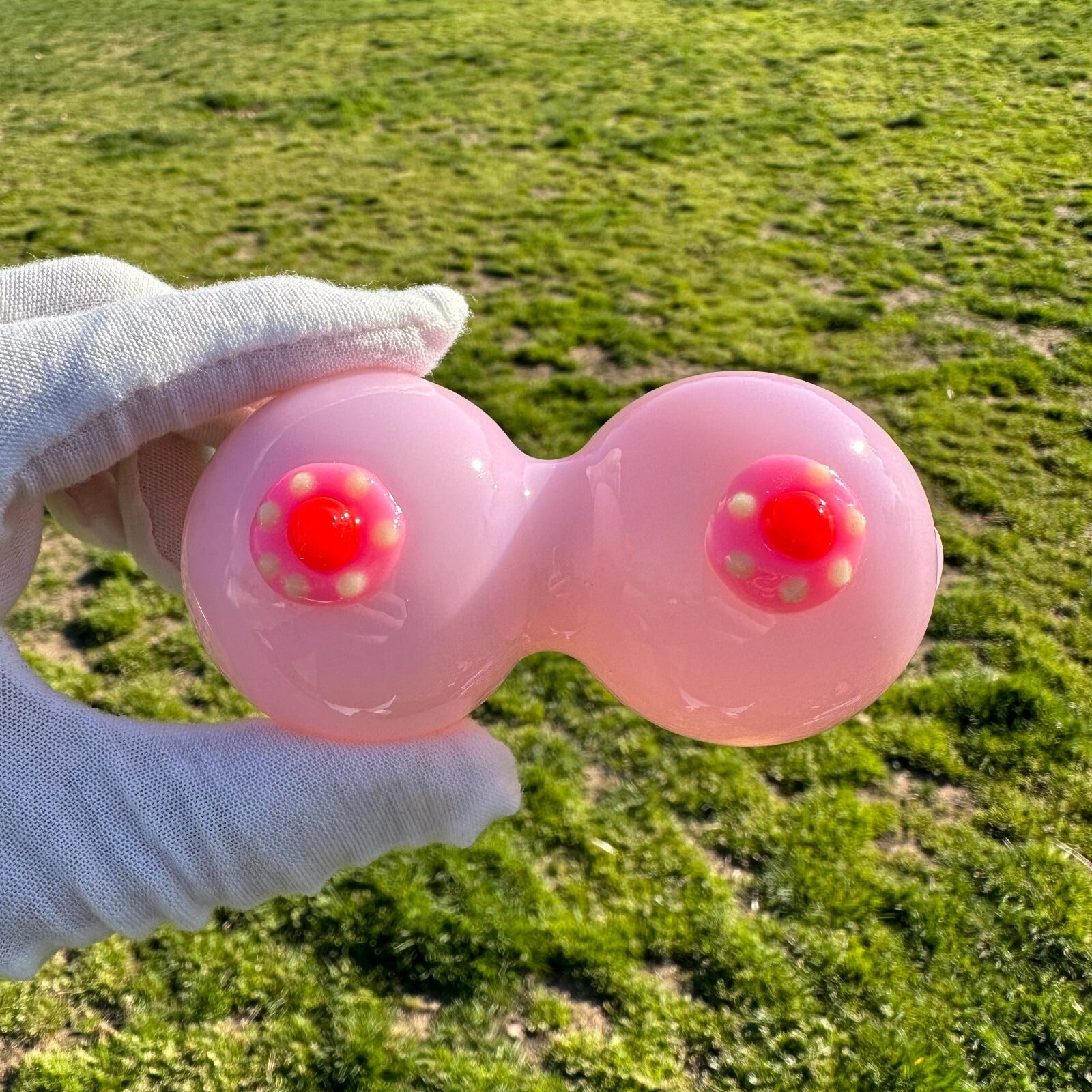 Pink Breast Glass Pipe Smoking Hand Spoon Pipe Tobacco Glass Smoke Bowl Gift