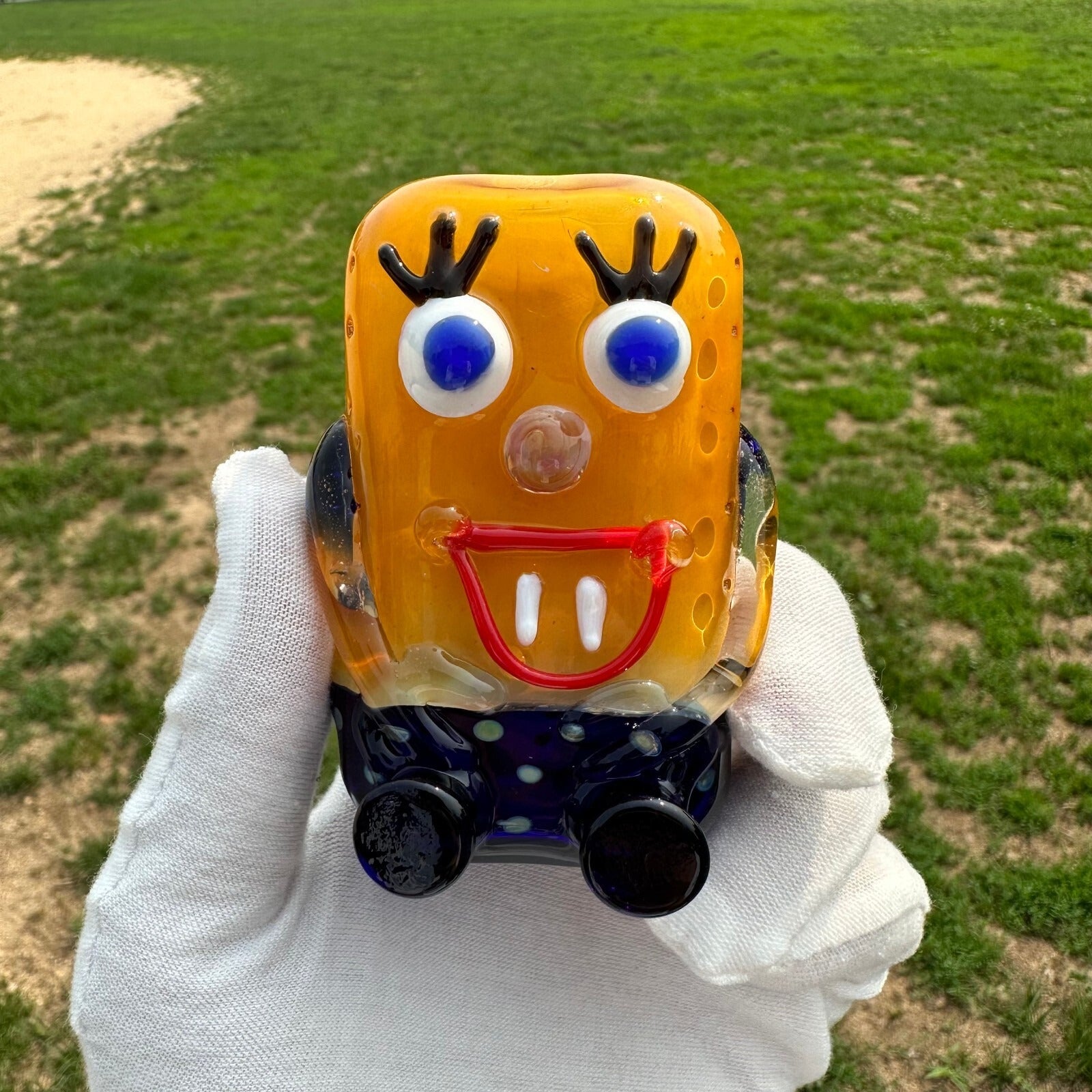 Yellow Man Glass Smoking Pipe Hand Spoon Pipe Tobacco Pipe Unique Smoke Bowl