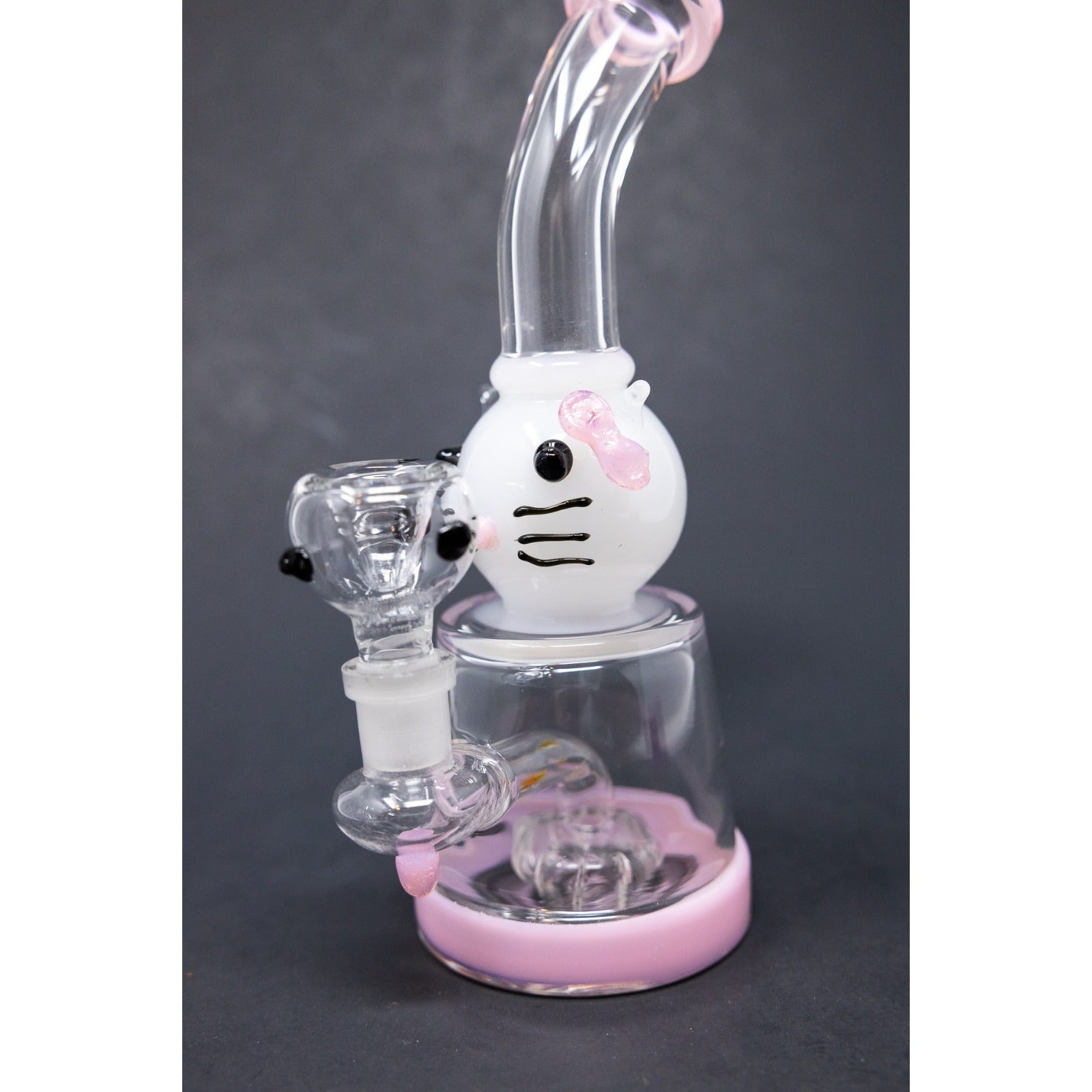 Hookah Water Pipe Glass 9" Pink Cat Shower Bend Bong