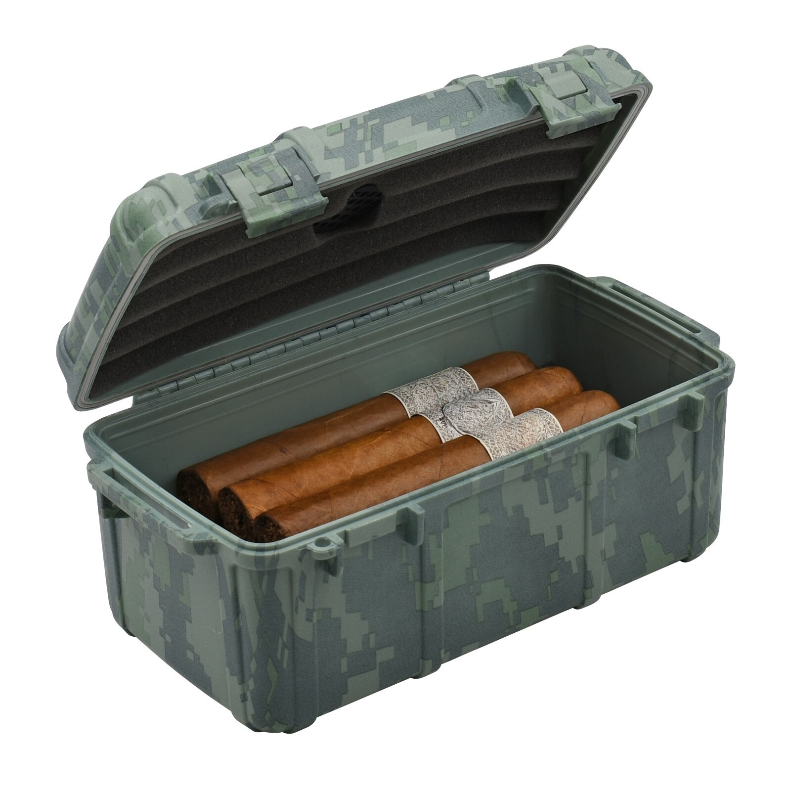 Camo 15 Cigar Waterproof Travel Humidor, Digital Camouflage