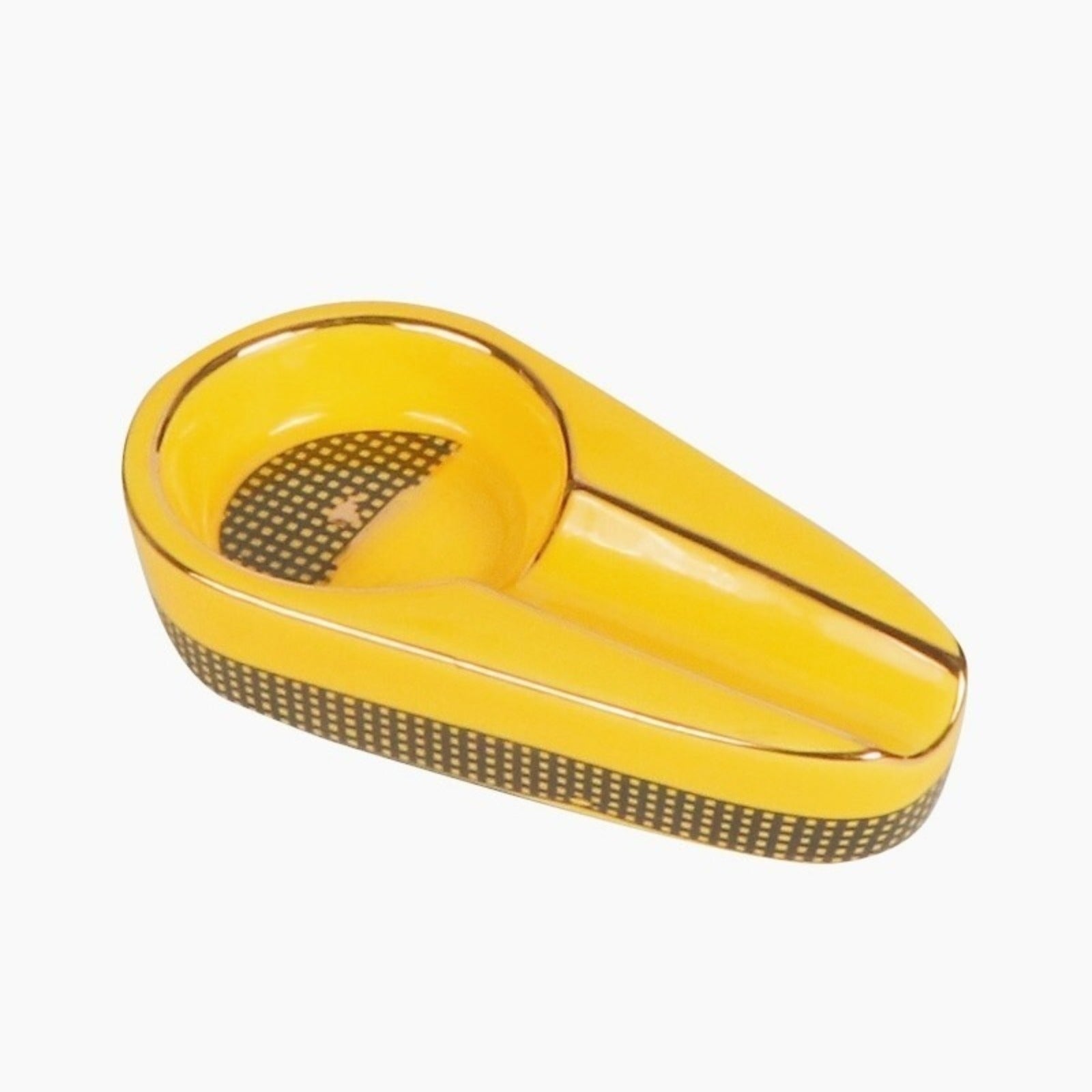 Ceramic Cigar Ashtray Holder Home Ashtray Portable Outdoor One Ash Slot Yellow