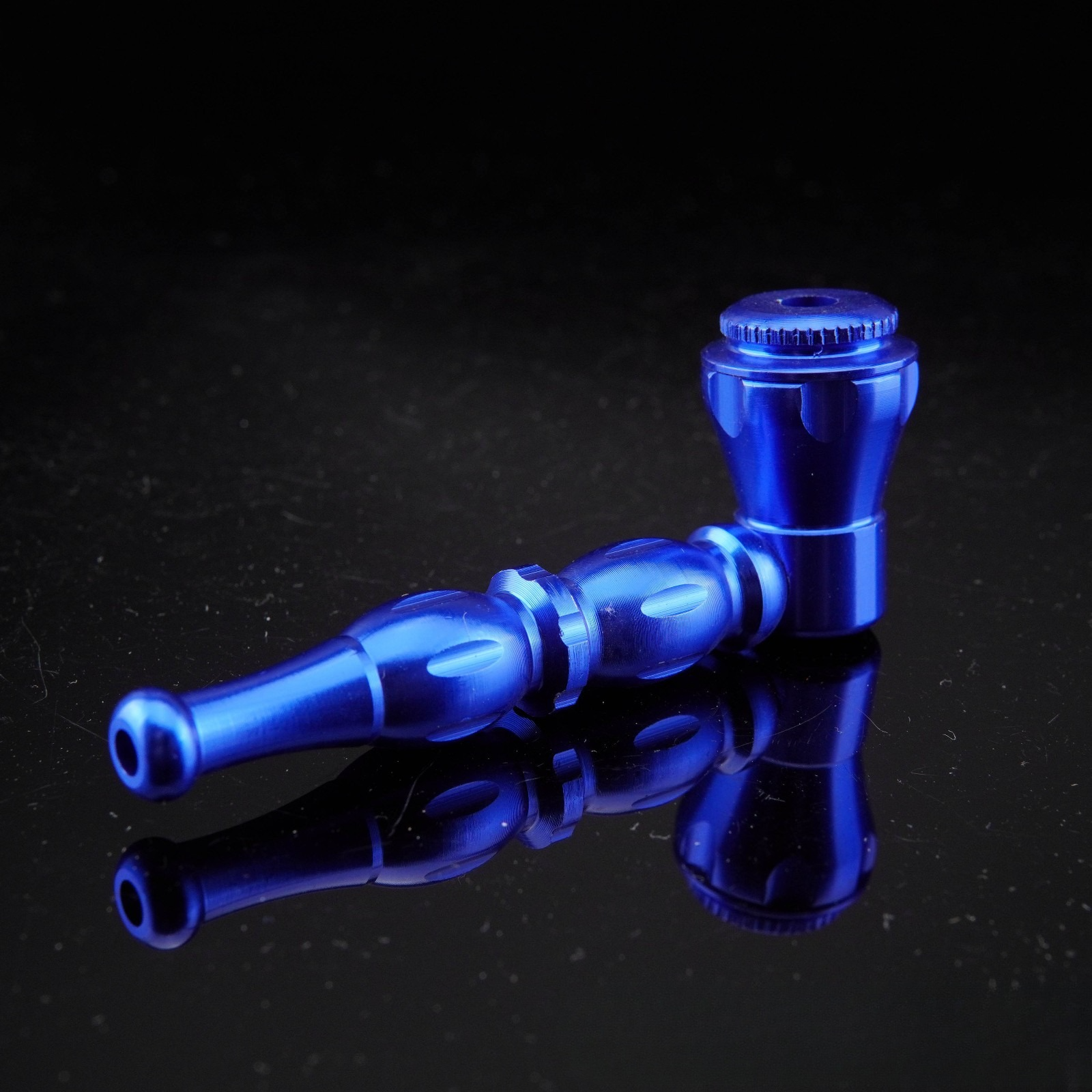 All Metal Blue Portable Smoking Pipe w/ Lid Tobacco Pipe Metal Pipes.