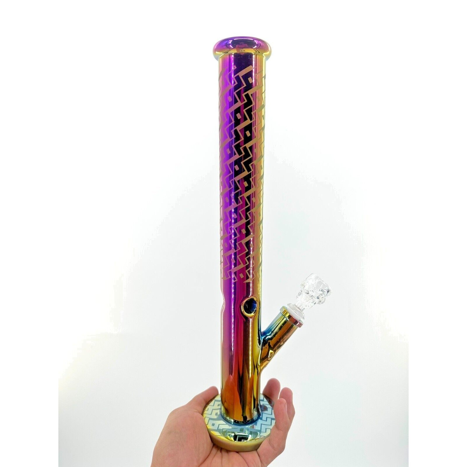 16" Heavy Glass Bong Water Pipes with 14mm Skull Bubbler Unique Design