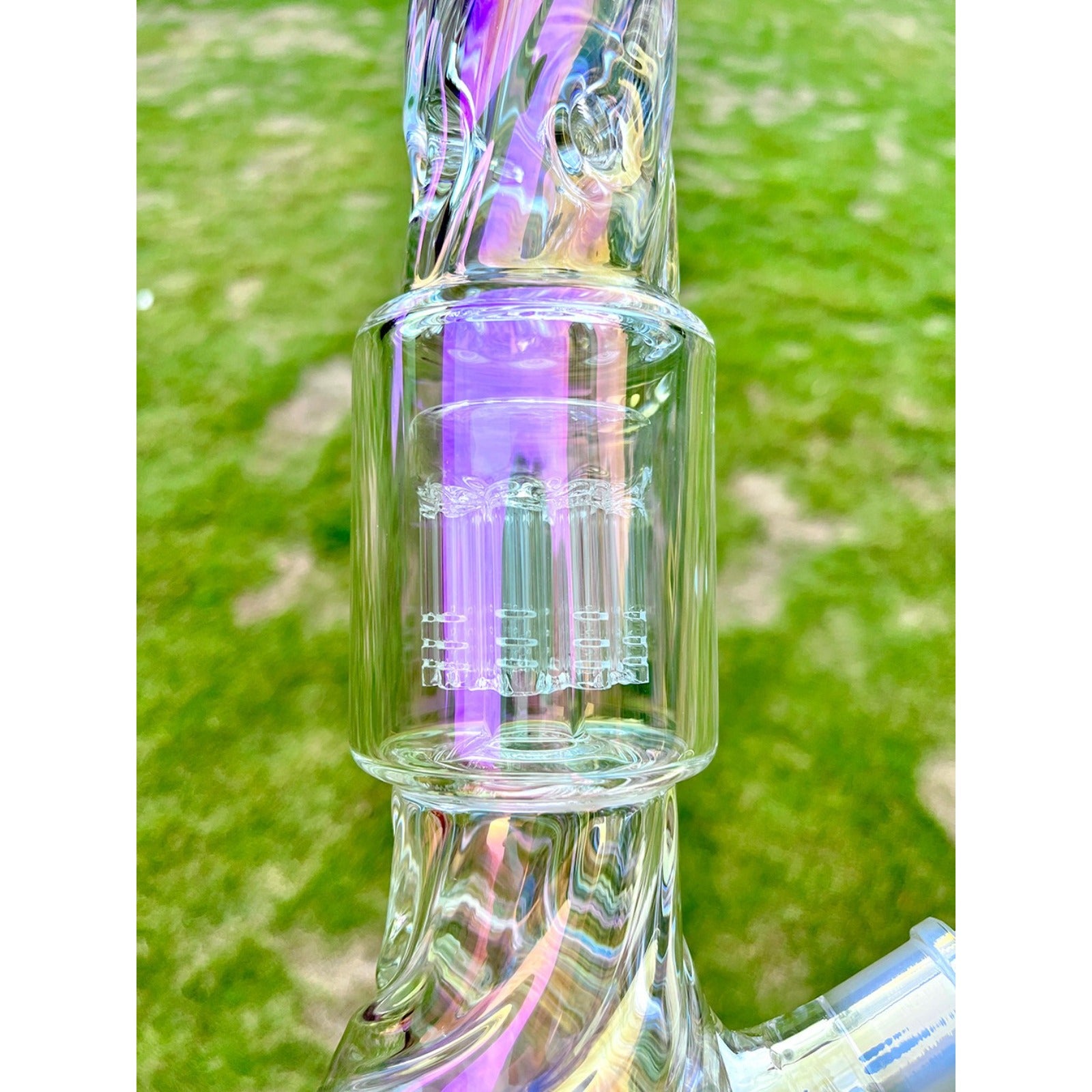 15" Heavy Glass Bong 2Lb Smoking Hookah Rainbown Percolate Water Pipe 14mm bowl