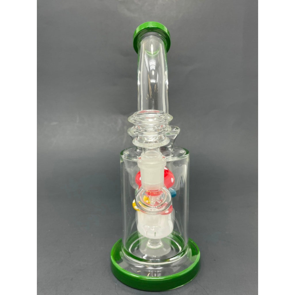 Hookah Water Pipe Glass 8.5" Green Mushroom Percolator Beaker Tobacco Bong