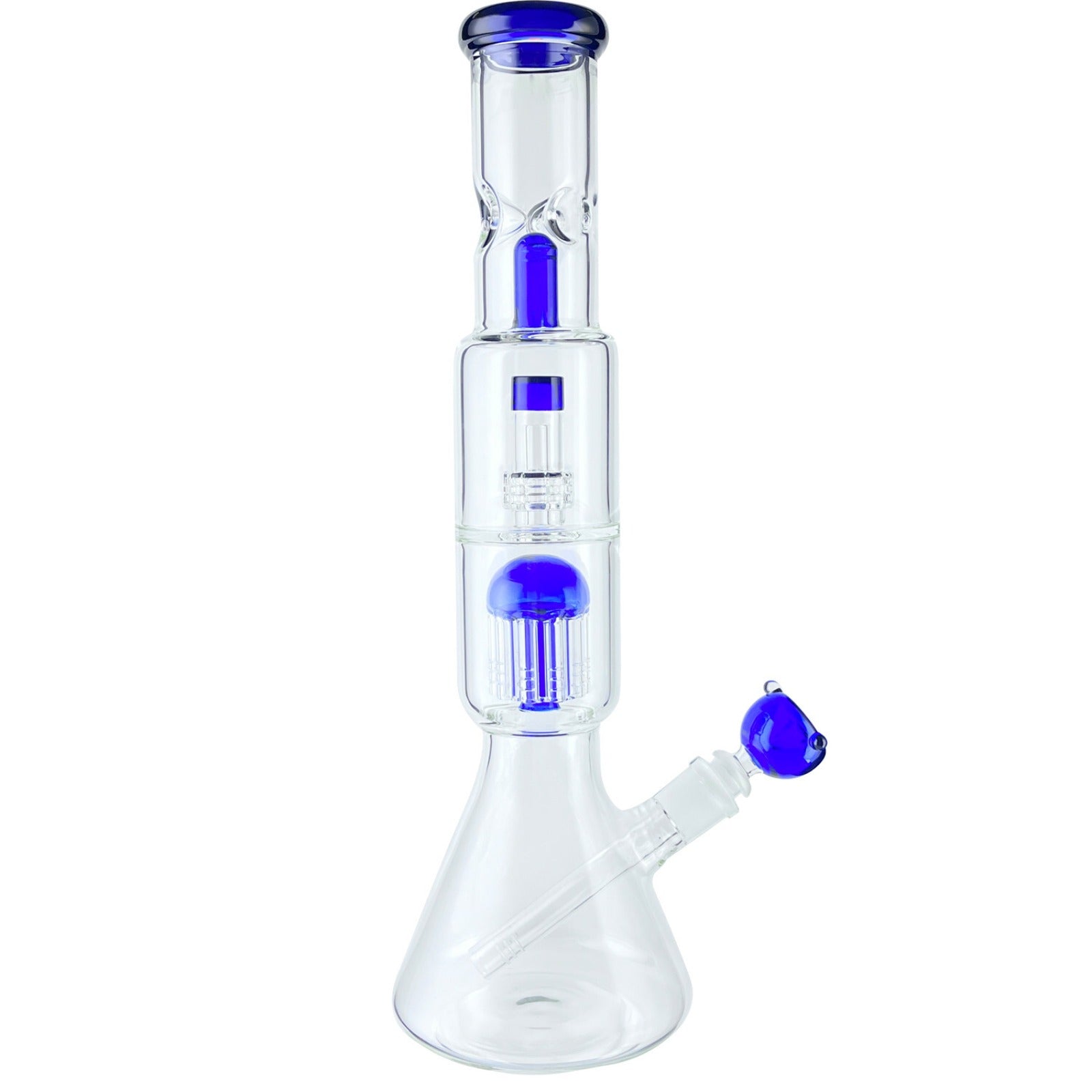 16" Glass Bong Beaker Smoking Water Pipe Percolate Bong Thick Hookah 14mm Bowl