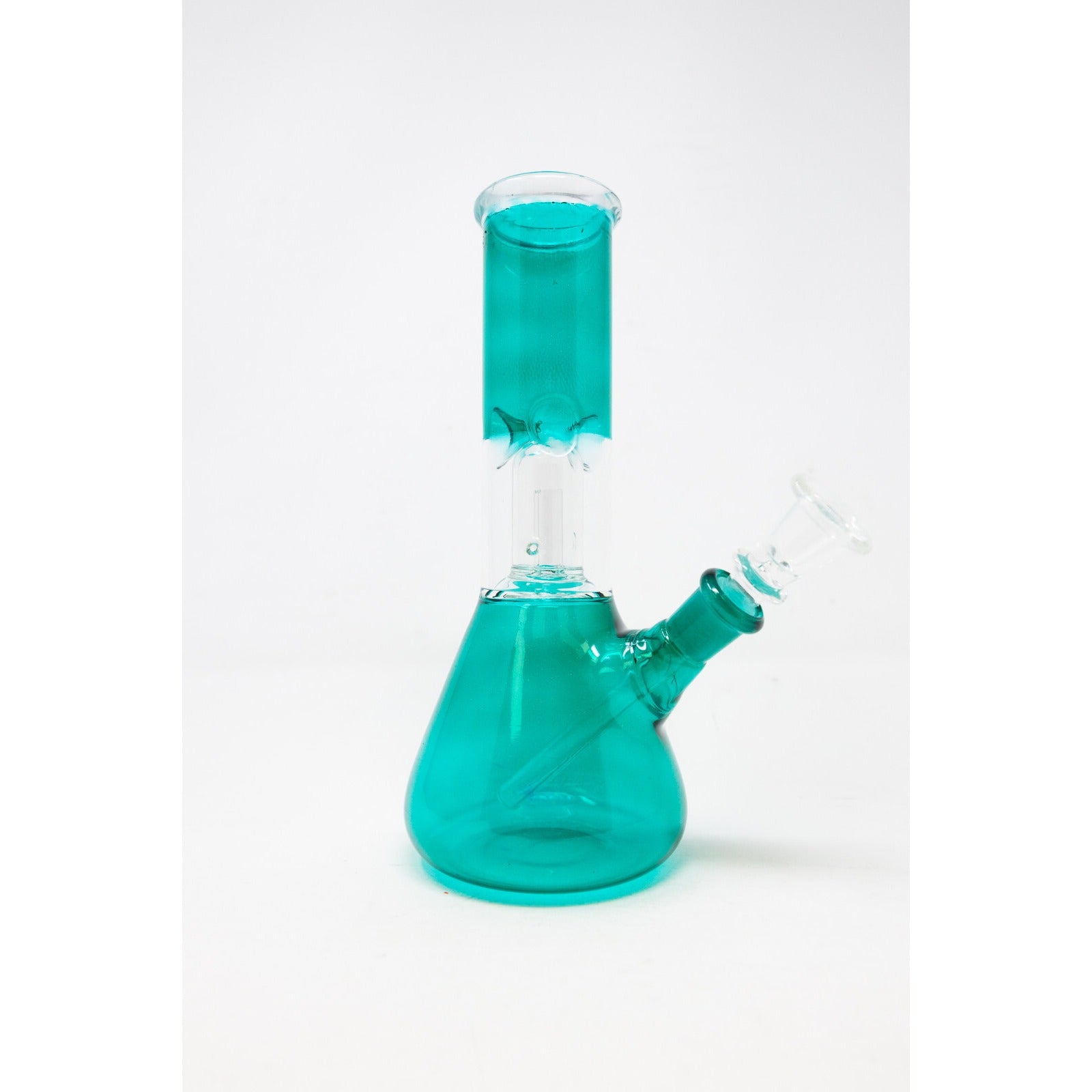 Hookah Water Pipe Glass 8" Aqua Single Percolator Tobacco Bong w/ Ice Catcher