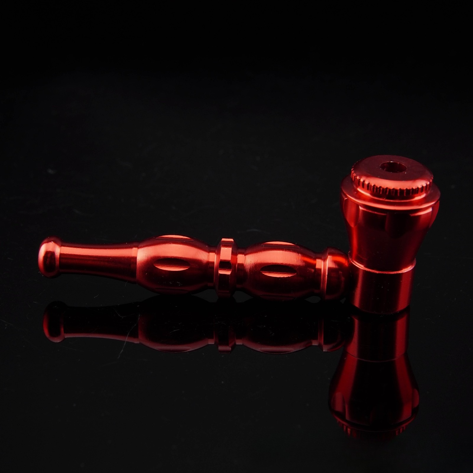 All Metal Red Portable Smoking Pipe w/ Lid Tobacco Pipe Metal Pipes.