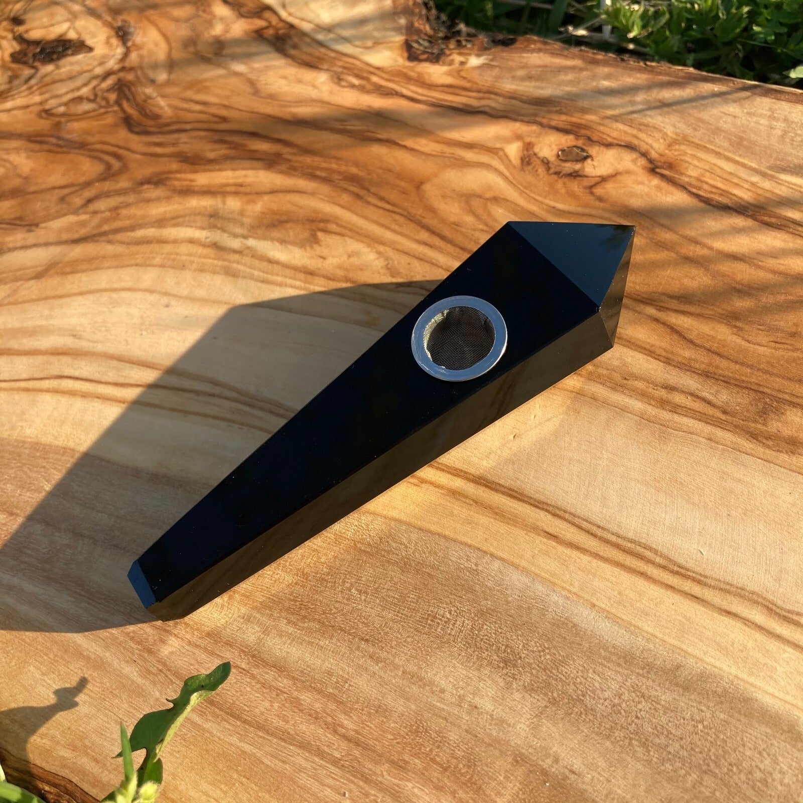 Handmade Obsidian Gemstone Smoking Crystal Pipe Hand Spoon Tobacco Smoke Bowl