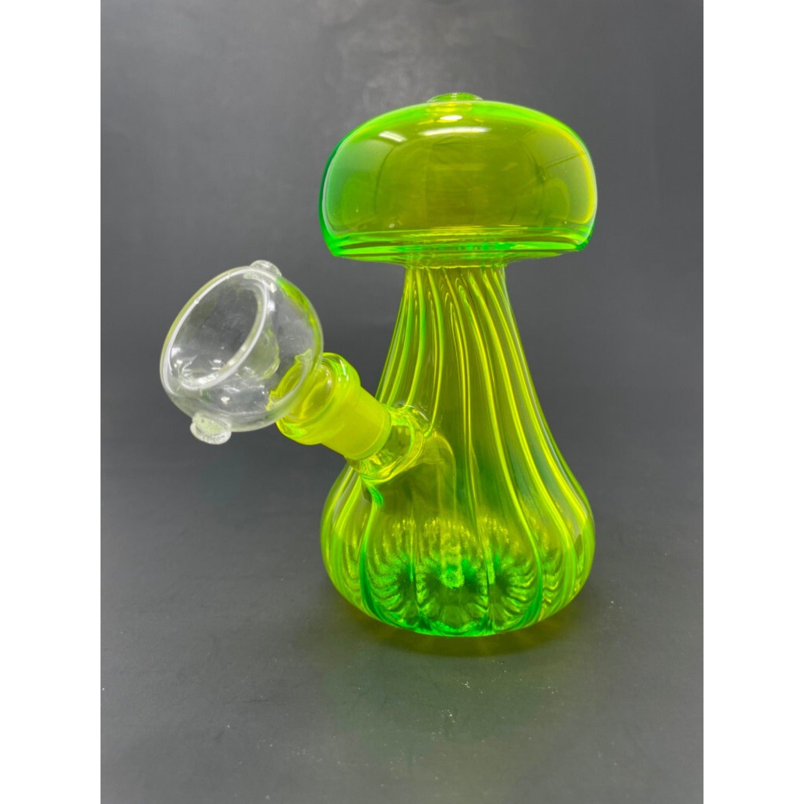 Hookah Water Pipe Glass 5" Neon Yellow Mushroom Shape Tobacco Bong