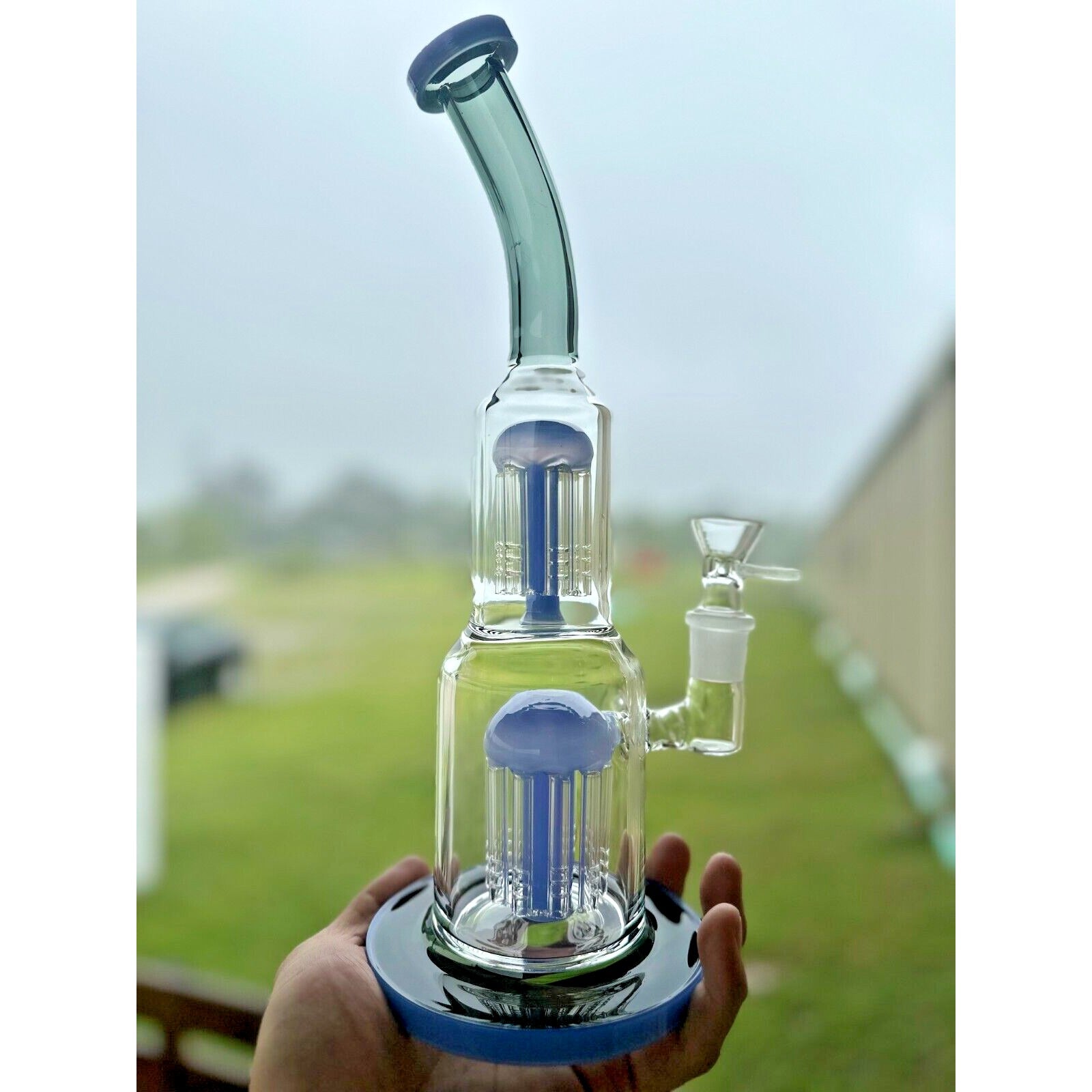 13" Heavy duty Glass Bongs Smoking Glass Water Pipe with 18mm Round handle