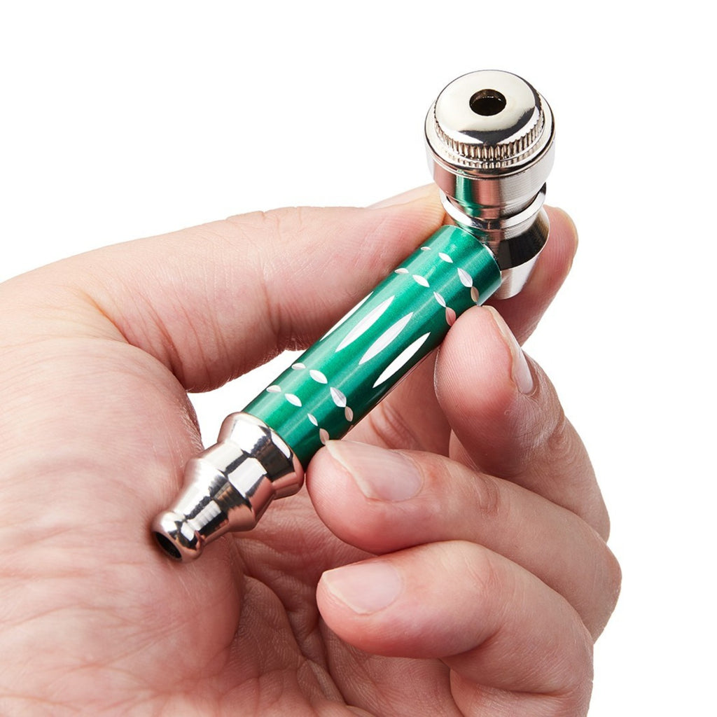 ( 6Pack ) 3.2" Metal Lay Flat Detachment Tobacco Smoking Hand Pipes with Caps